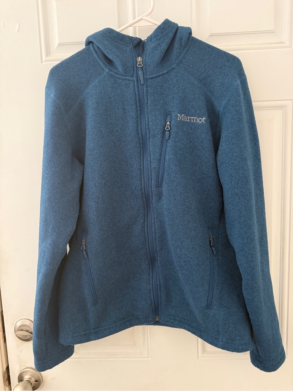 Marmot Mens Blue Hooded Fleece Jacket Small